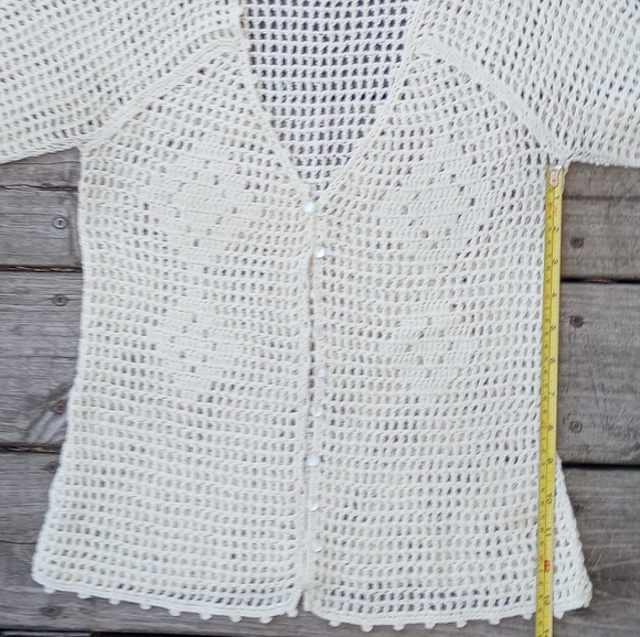 Size Small LEAP Vintage Knit Crochet Button Up Cardigan HOST PICK - Picture 7 of 15
